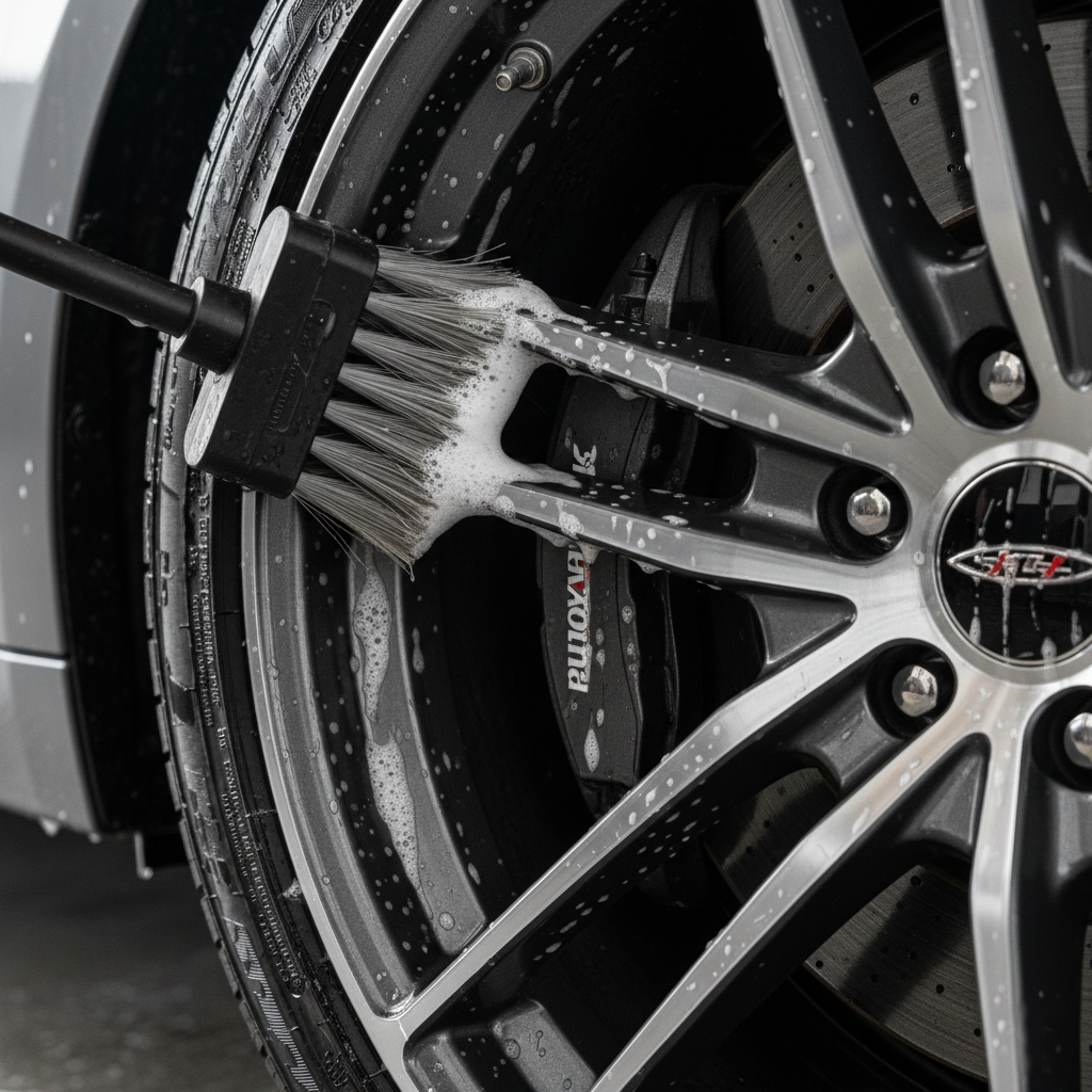 Wheel and rim cleaning detail